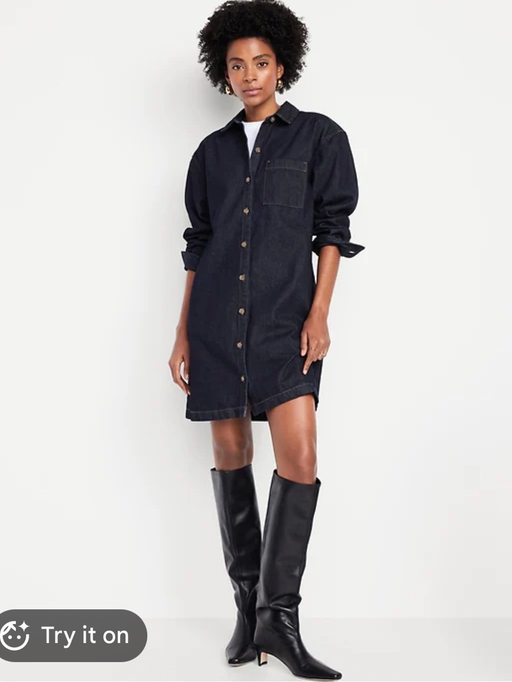 Old Navy Dark Wash Denim Dress S Petite